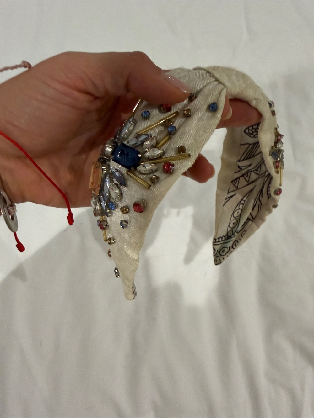 Embellished Cream Beaded Headband